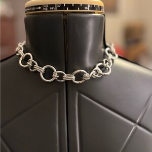 Chunky • Silver Tone • Link Chain • Choker Necklace •